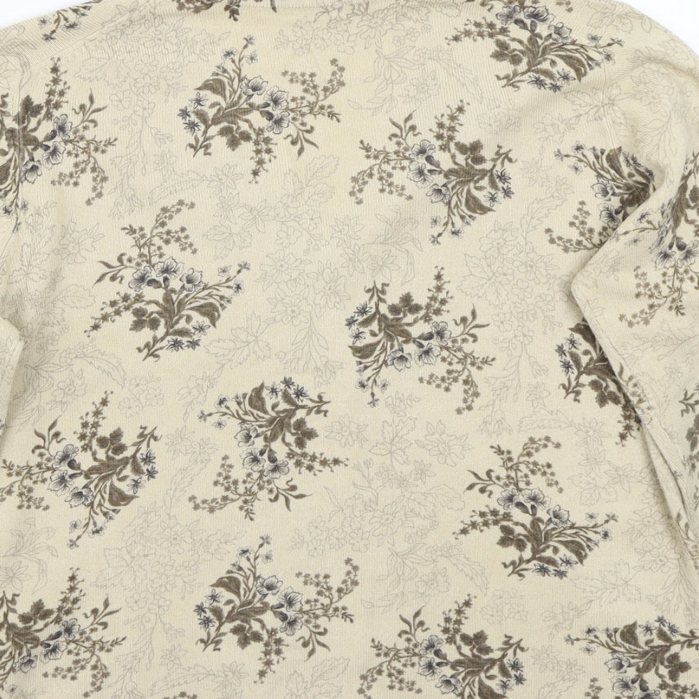 Marks and Spencer Womens Beige Floral  Cardigan Jumper Size 14