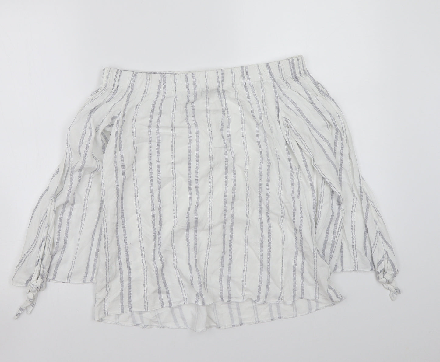Papaya Womens White Striped  Basic Blouse Size S