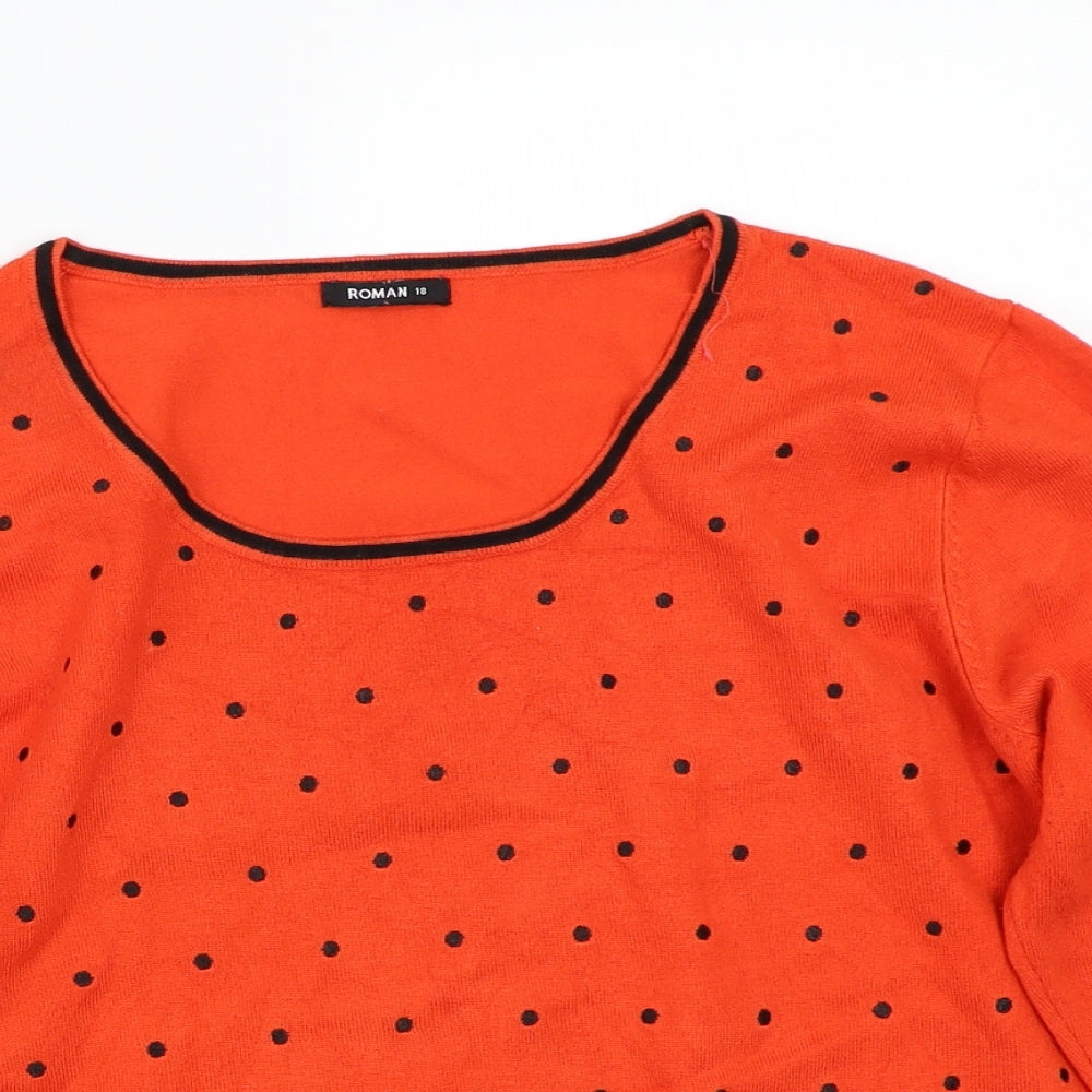 Roman Womens Orange   Pullover Jumper Size 18