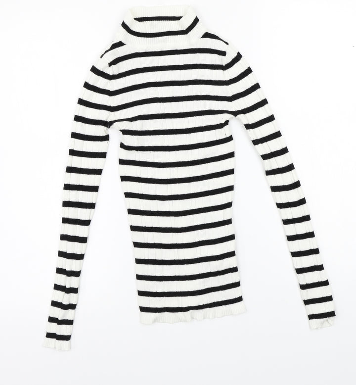 Atmosphere Womens White Striped Basic T-Shirt Size S