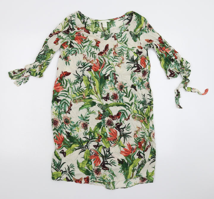 H&M Womens White Floral  Mini  Size 10