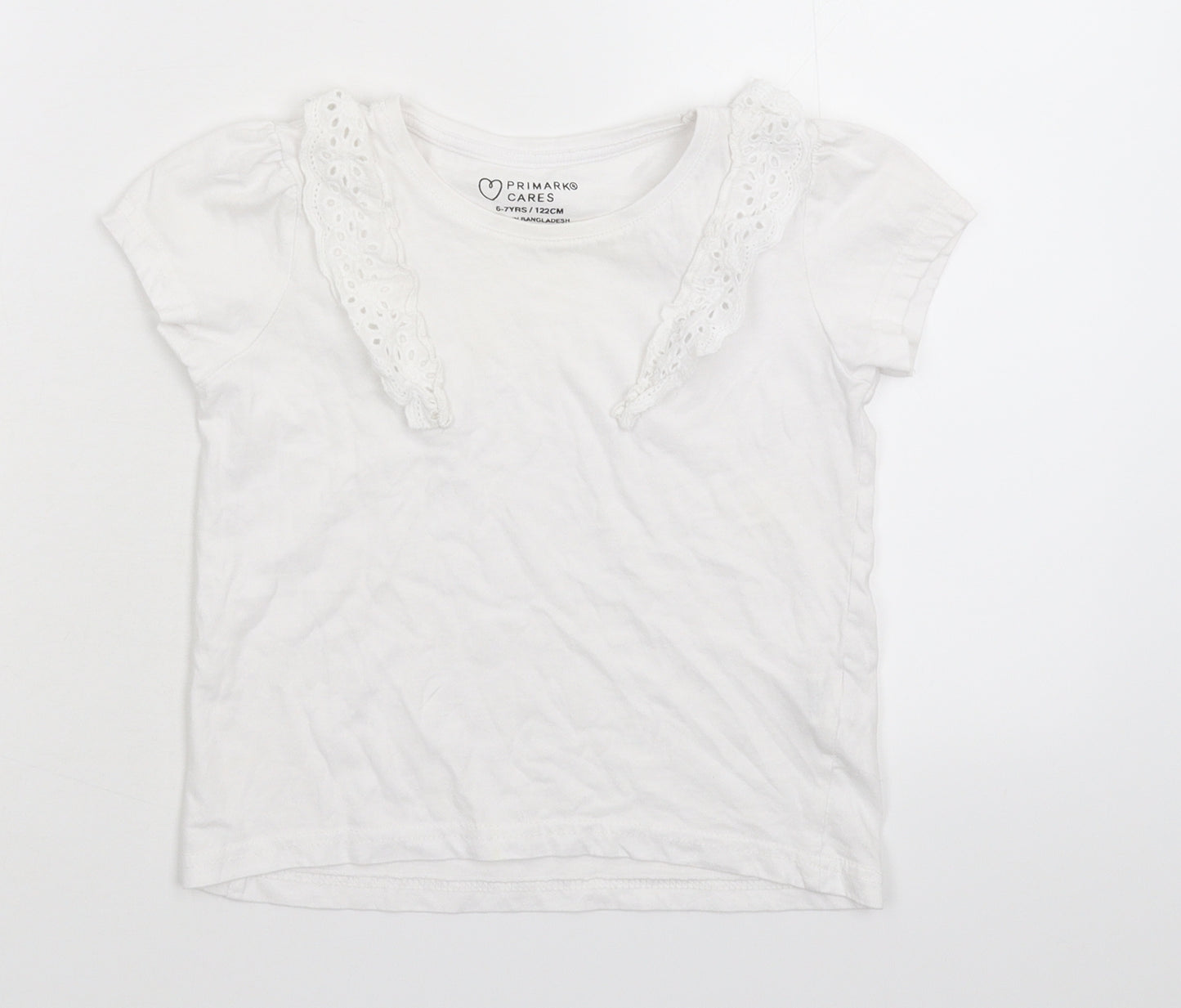 Primark Girls White   Basic T-Shirt Size 6-7 Years