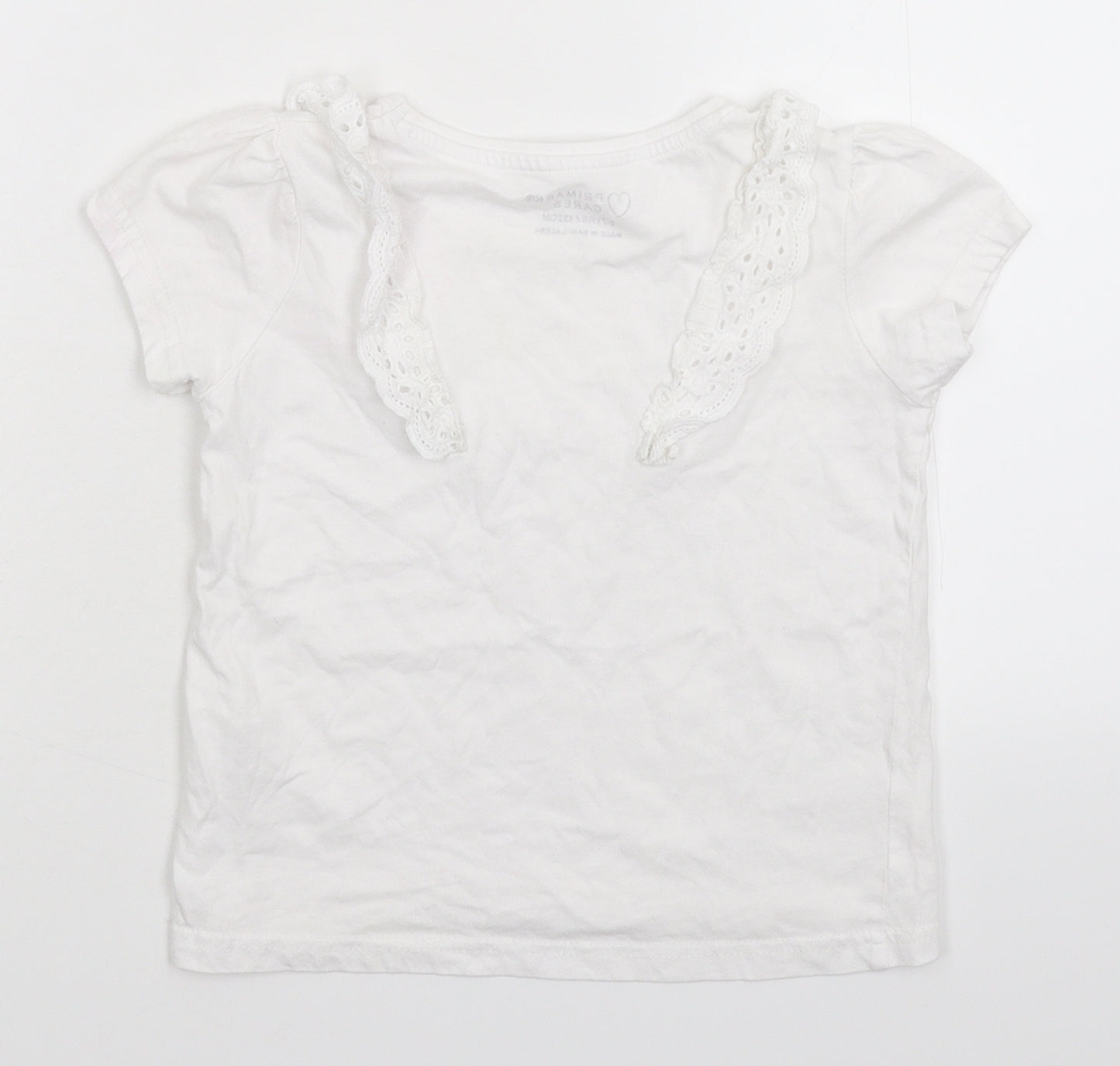 Primark Girls White   Basic T-Shirt Size 6-7 Years