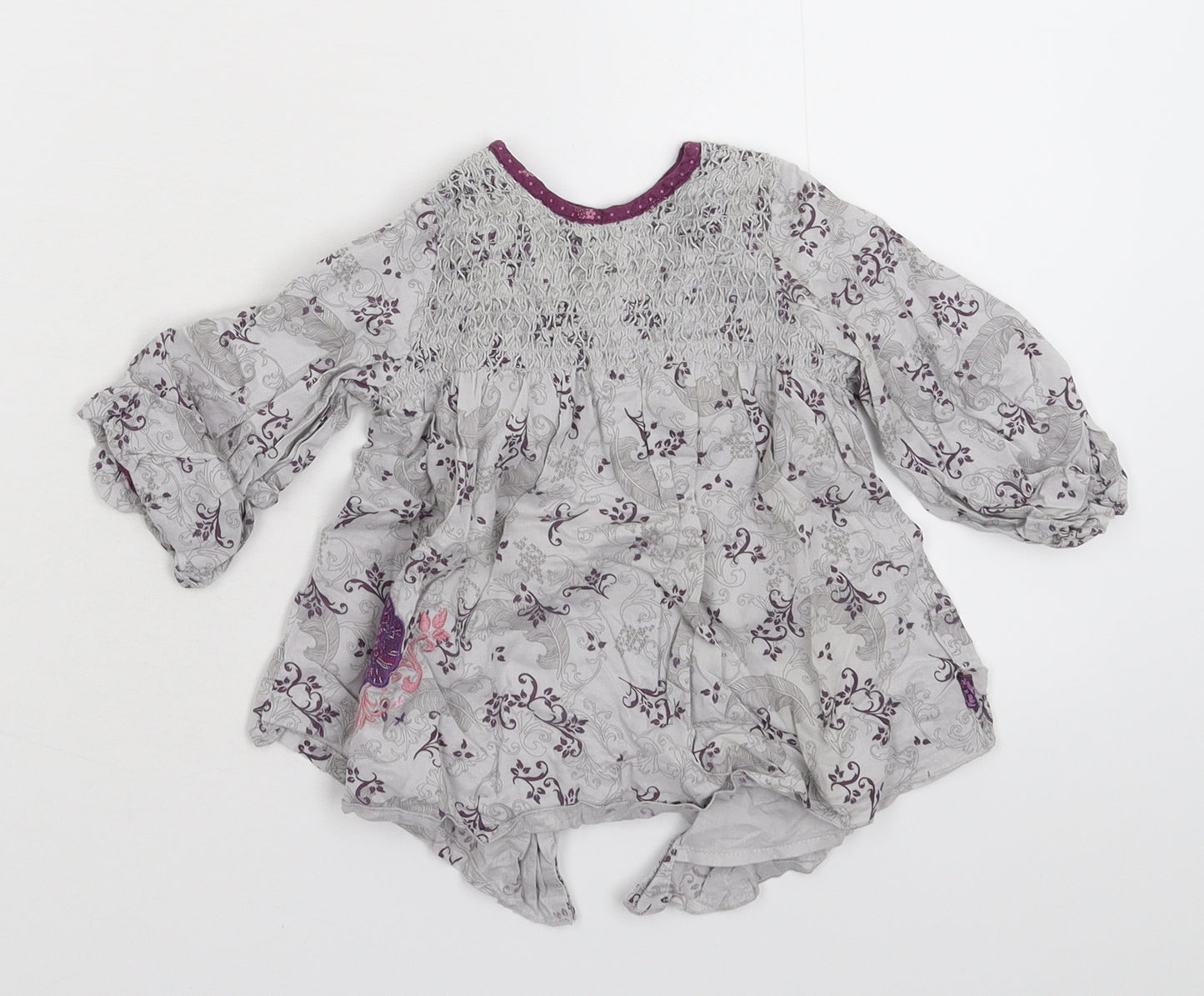 mamas & papas Girls Grey Floral  Shirt Dress  Size 3-6 Months