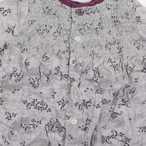mamas & papas Girls Grey Floral  Shirt Dress  Size 3-6 Months