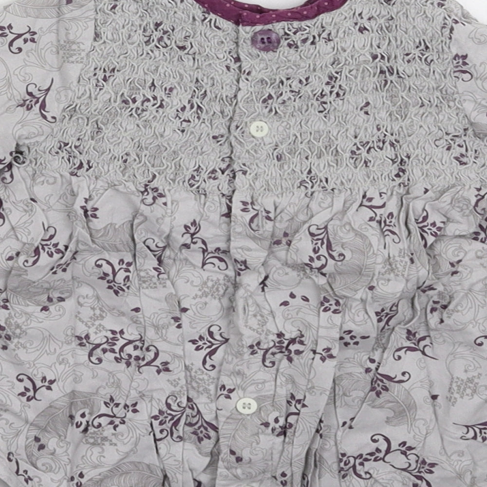 mamas & papas Girls Grey Floral  Shirt Dress  Size 3-6 Months