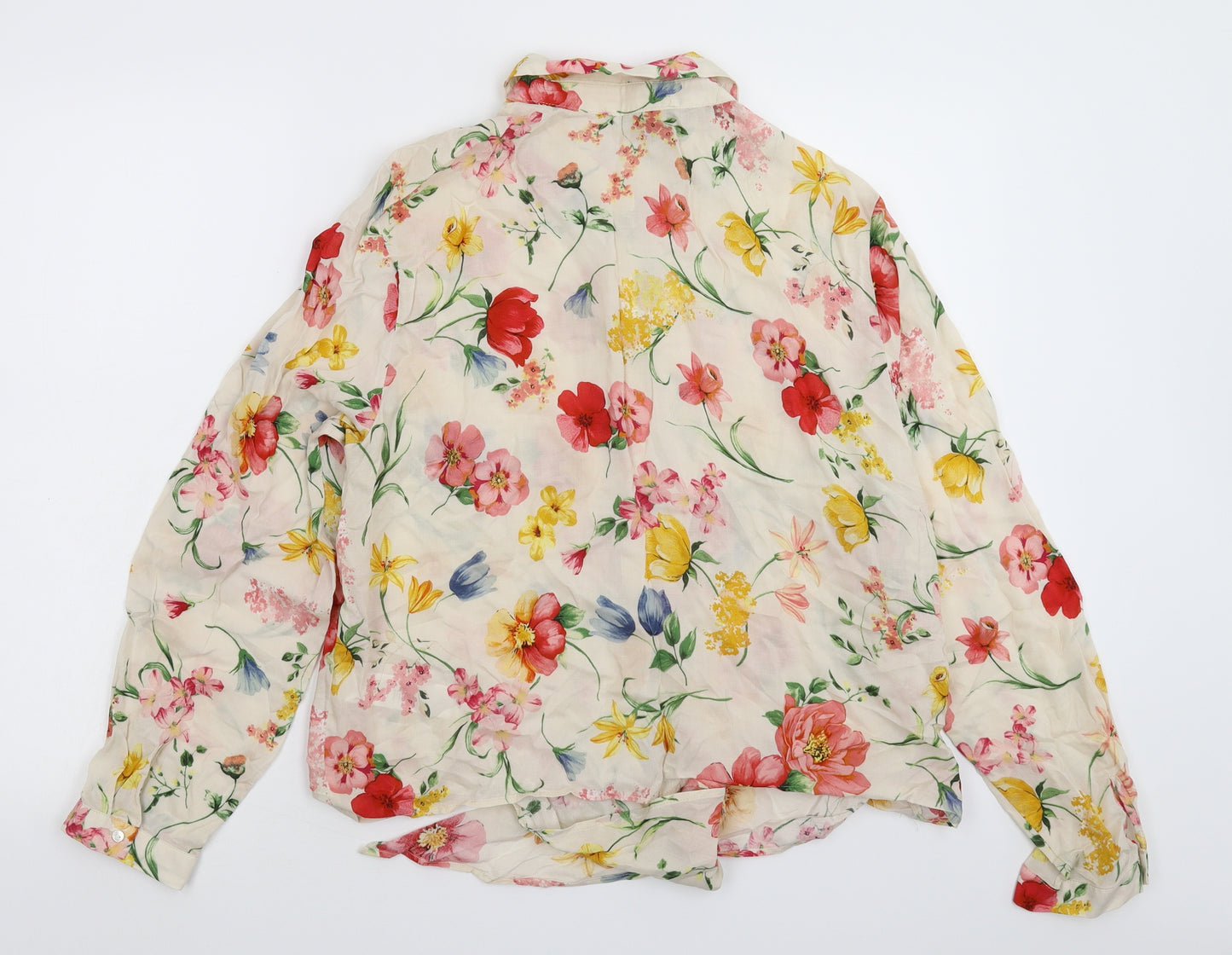 Primark Womens Beige Floral  Basic Button-Up Size 16