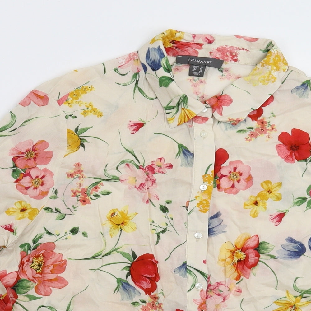 Primark Womens Beige Floral  Basic Button-Up Size 16