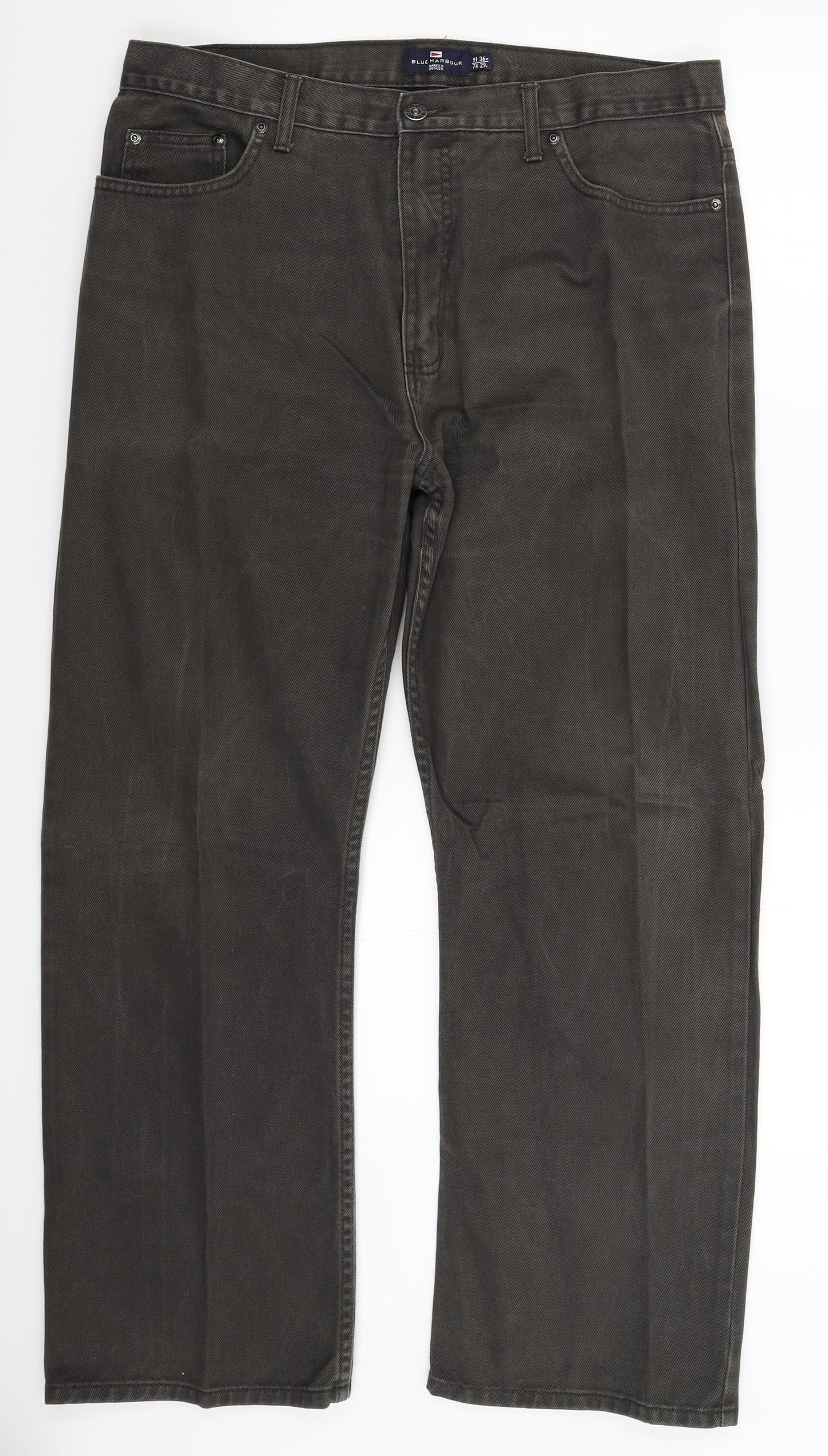 Blue Harbour Mens Black  Denim Bootcut Jeans Size 36 L29 in