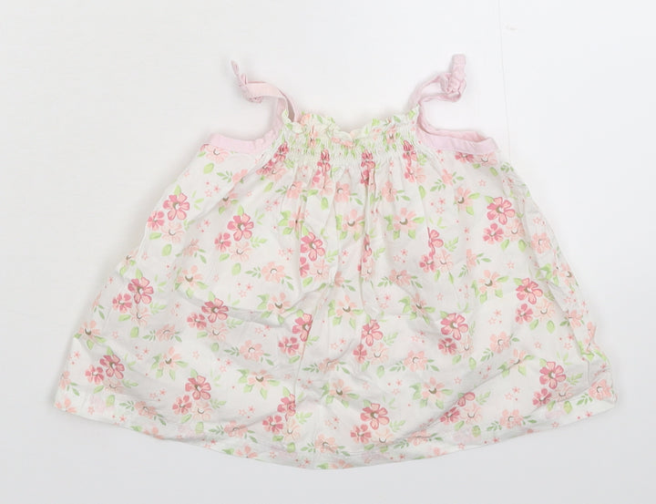 Mini Club Girls White Floral  Tank Dress  Size 3-6 Months