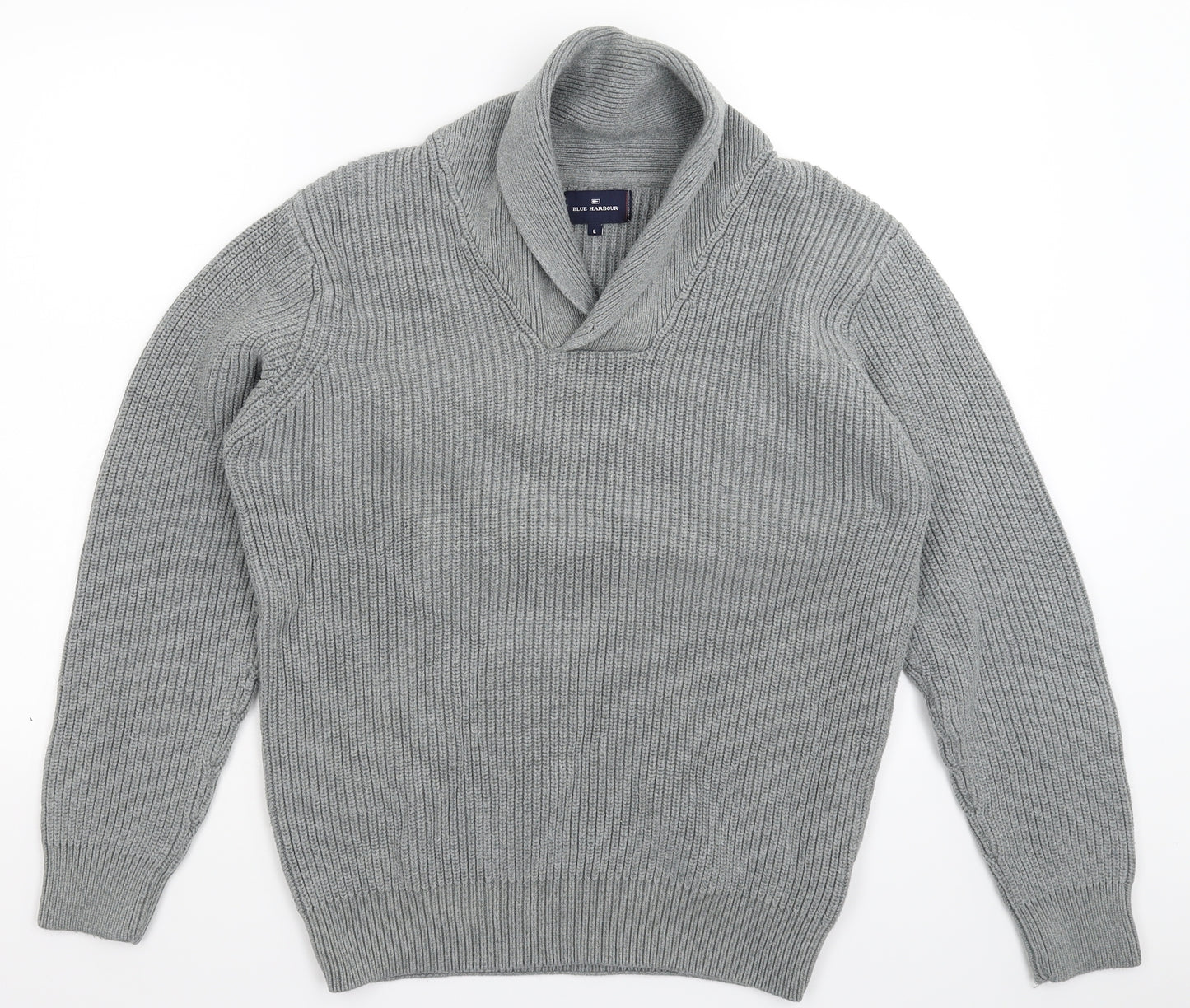 Blue Harbour Mens Grey  Knit Pullover Jumper Size L