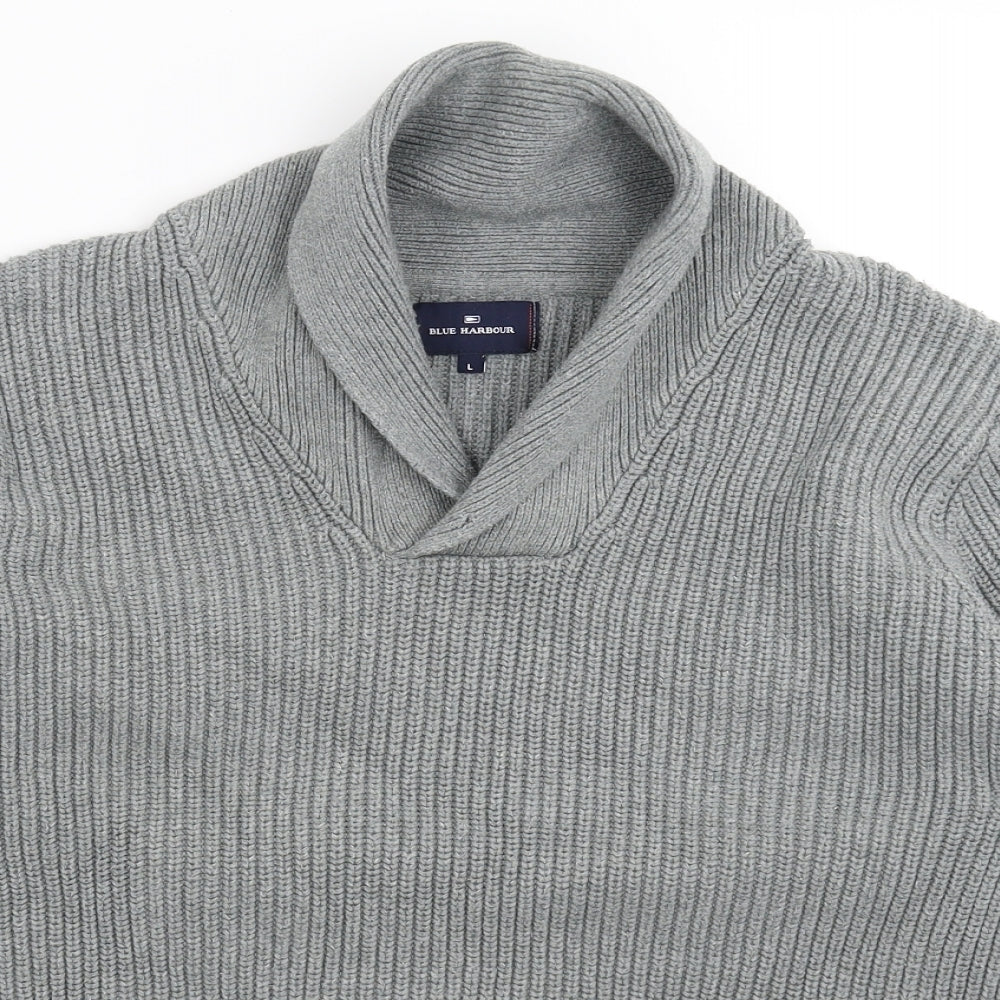 Blue Harbour Mens Grey  Knit Pullover Jumper Size L
