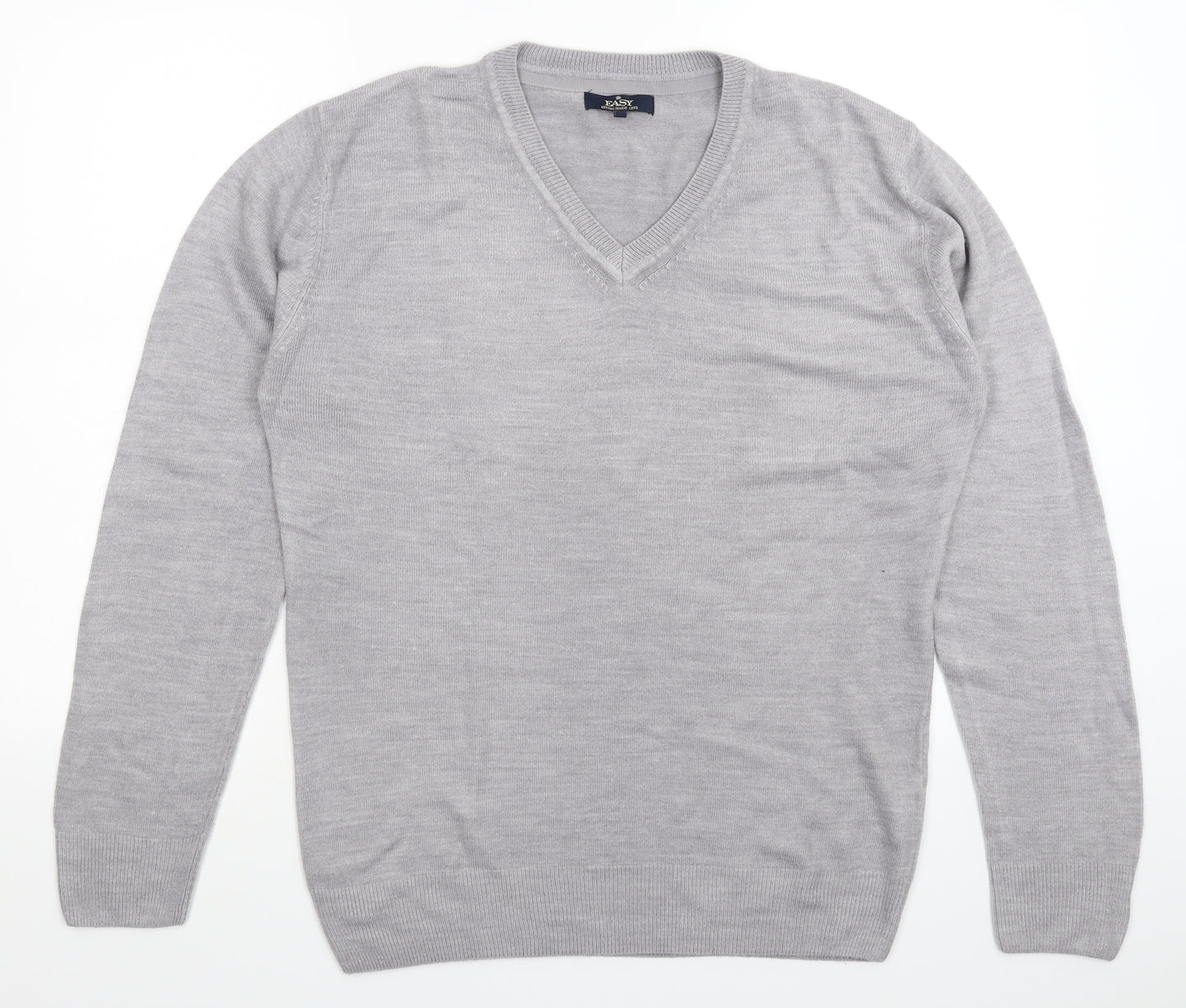 Easy Mens Grey  Knit Pullover Jumper Size M