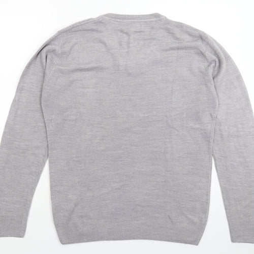 Easy Mens Grey  Knit Pullover Jumper Size M