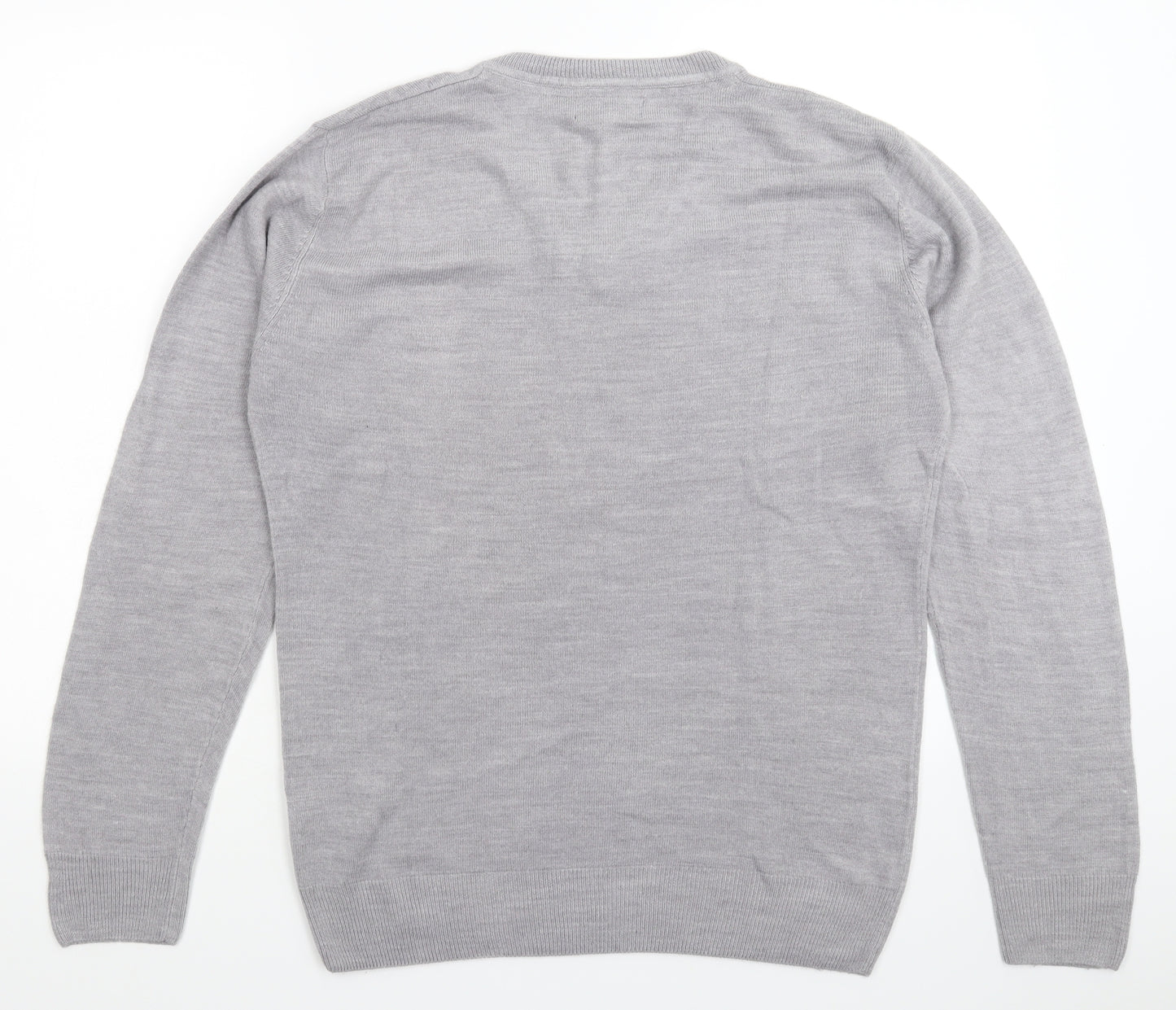Easy Mens Grey  Knit Pullover Jumper Size M