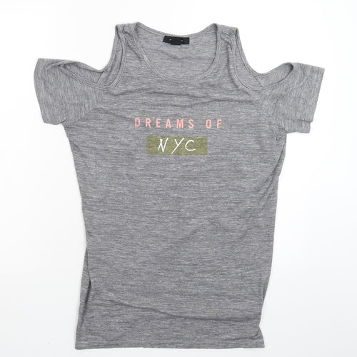 Atmosphere Womens Grey Striped  Basic T-Shirt Size 12