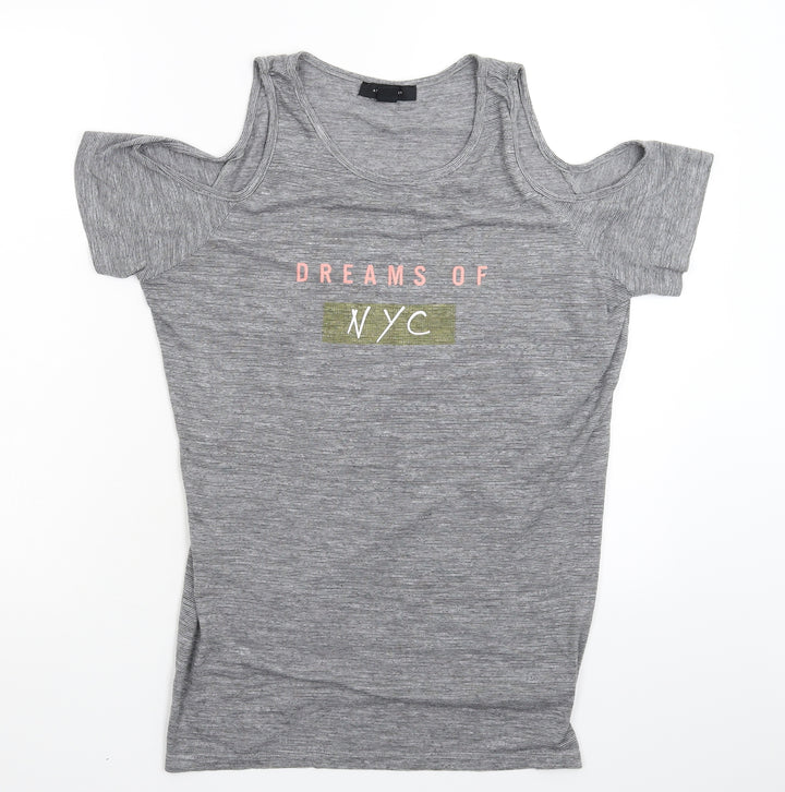 Atmosphere Womens Grey Striped Basic T-Shirt Size 12