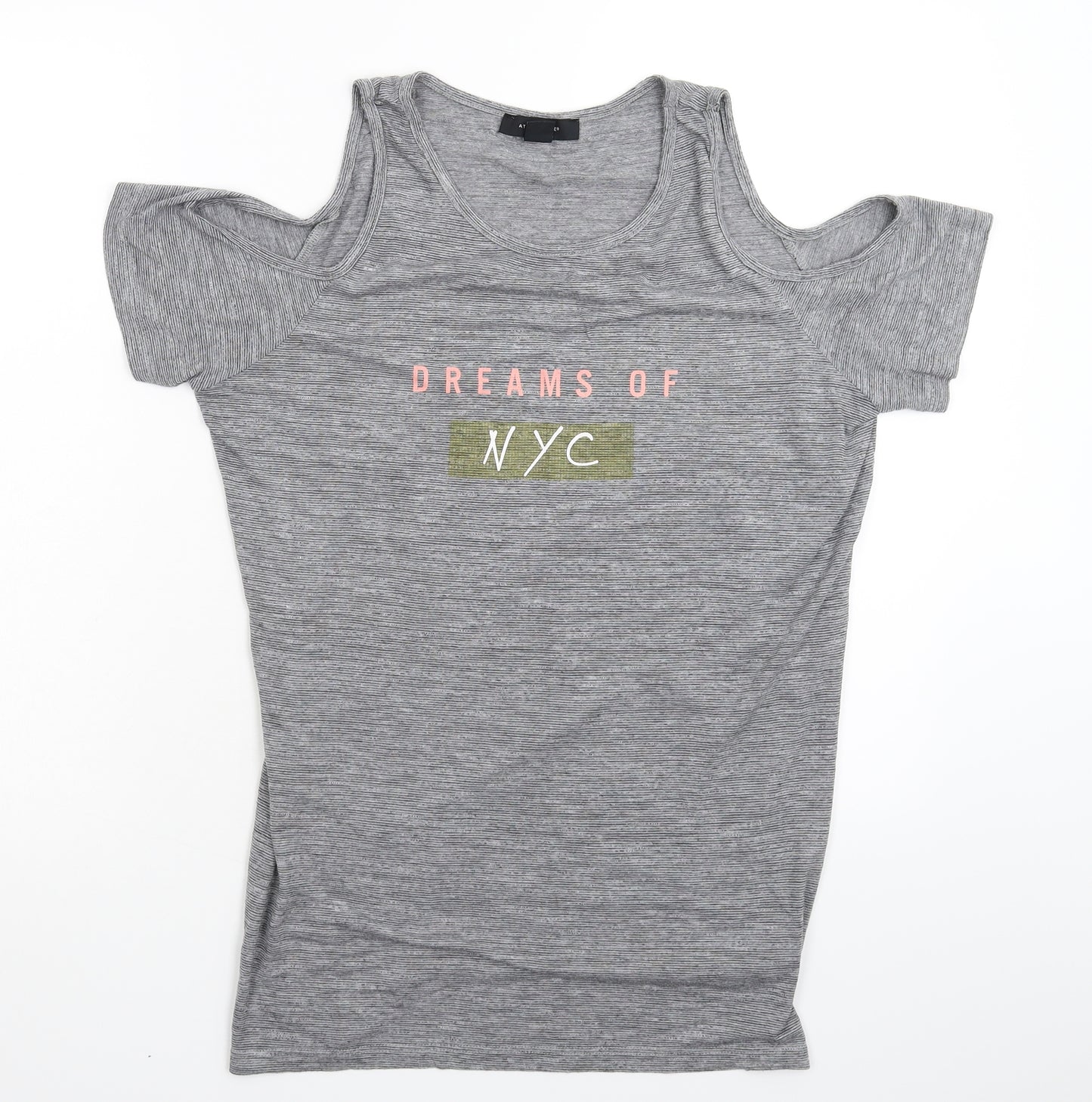 Atmosphere Womens Grey Striped  Basic T-Shirt Size 12