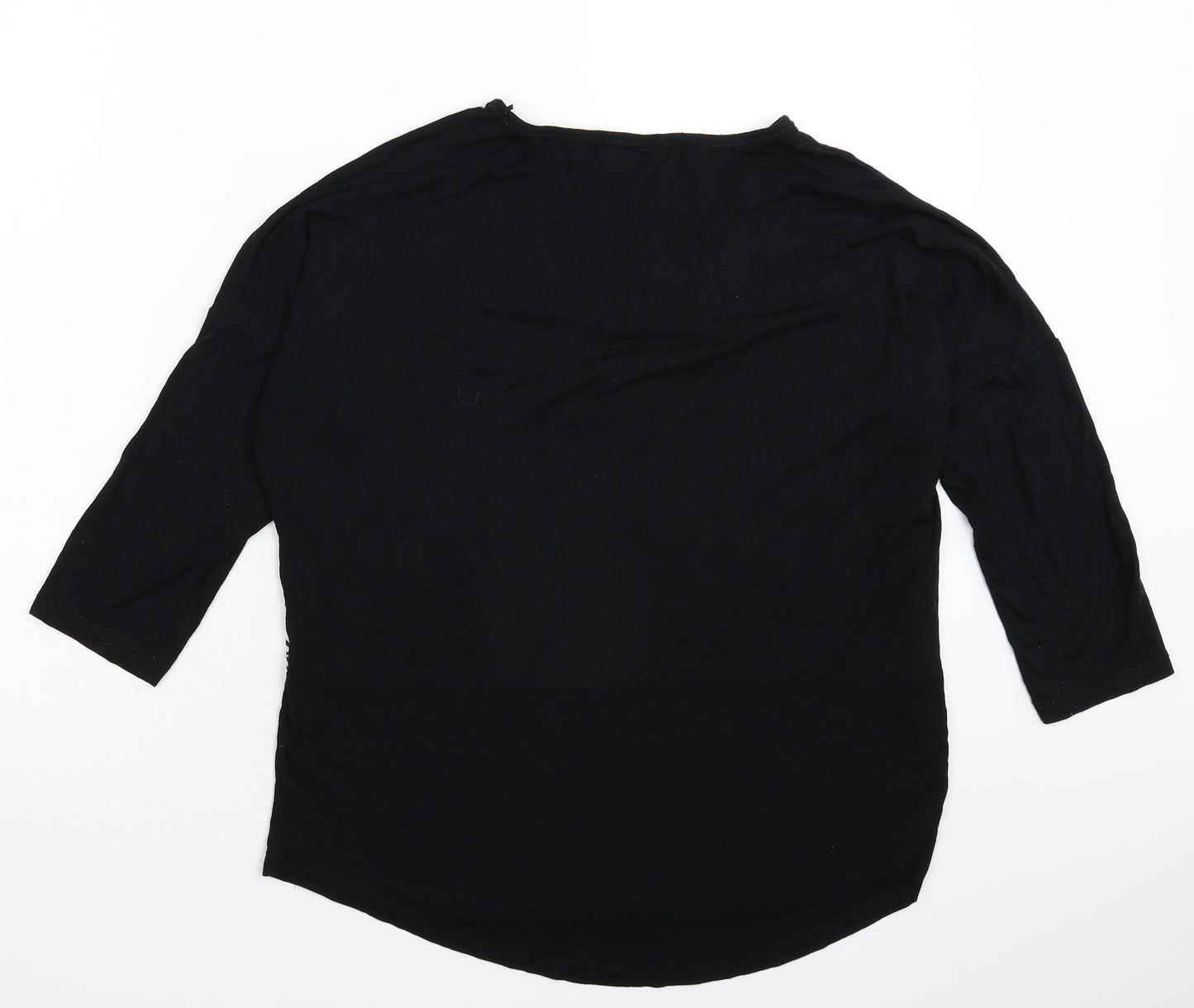 Select Womens Black Animal Print  Basic T-Shirt Size 8