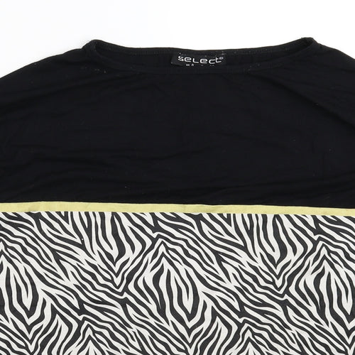 Select Womens Black Animal Print  Basic T-Shirt Size 8