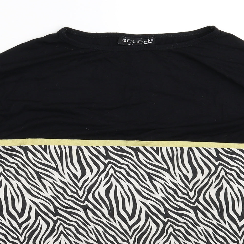 Select Womens Black Animal Print  Basic T-Shirt Size 8