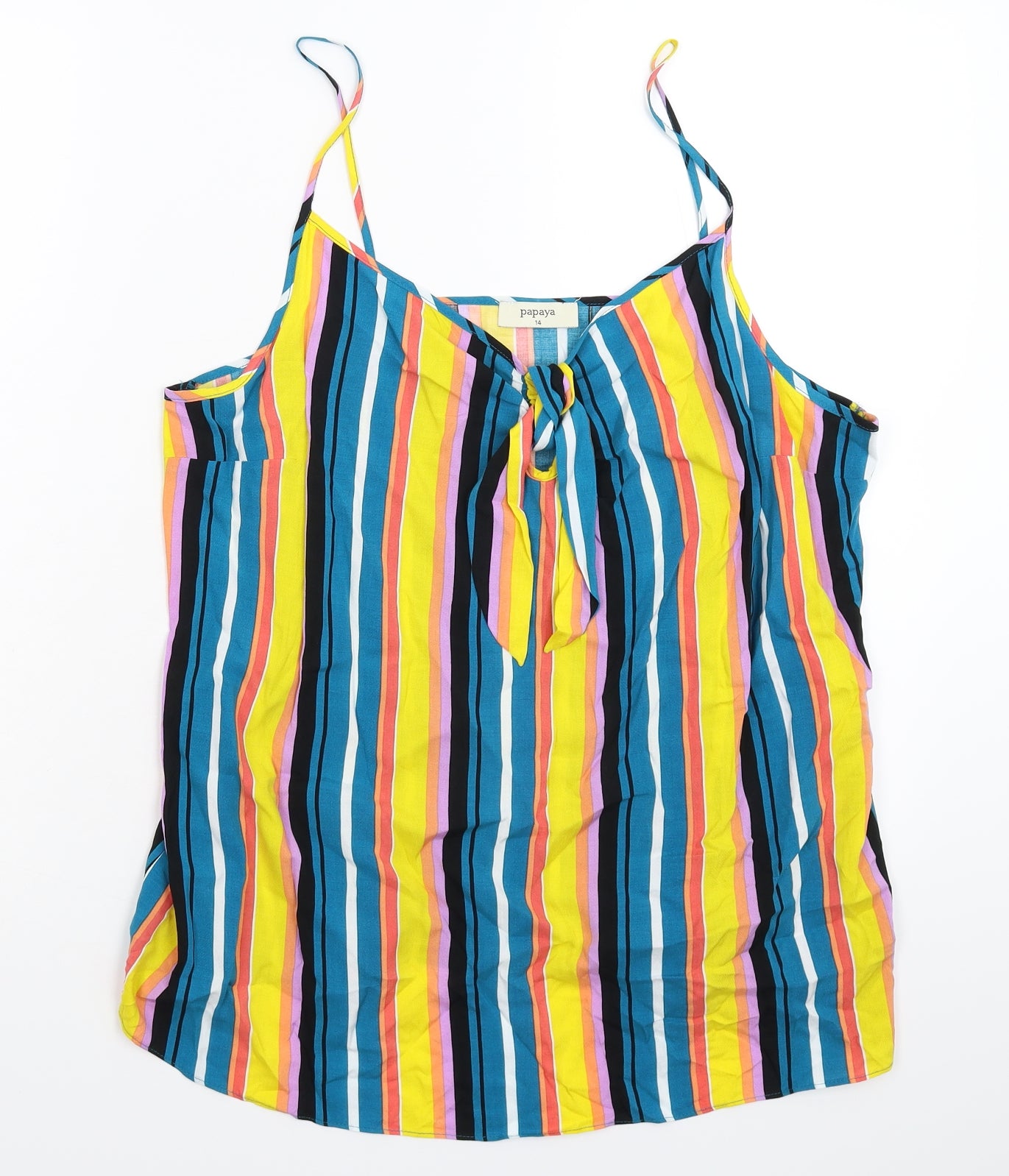 Papaya Womens Multicoloured Striped  Basic Tank Size 14