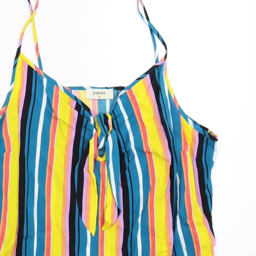 Papaya Womens Multicoloured Striped  Basic Tank Size 14