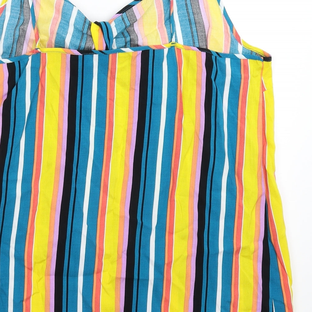 Papaya Womens Multicoloured Striped  Basic Tank Size 14