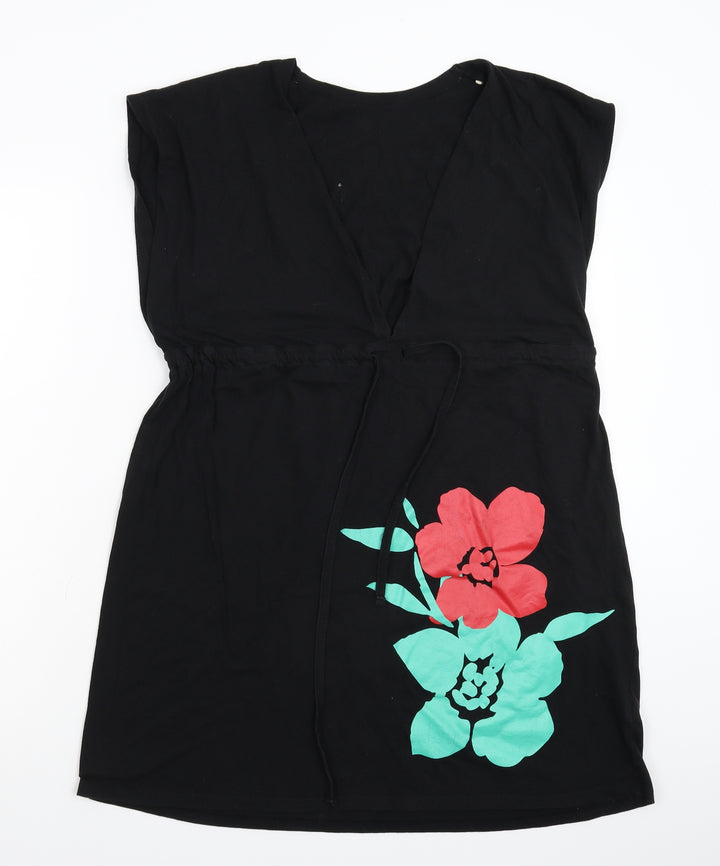 Resort Womens Black Floral Mini Size 12