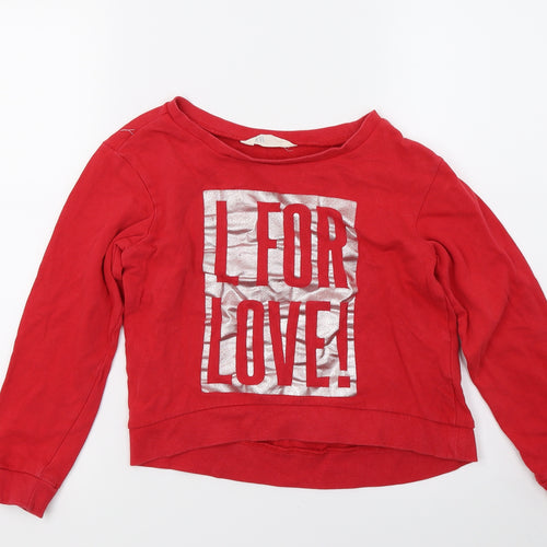 H&M Girls Red   Pullover Sweatshirt Size 9-10 Years  - love