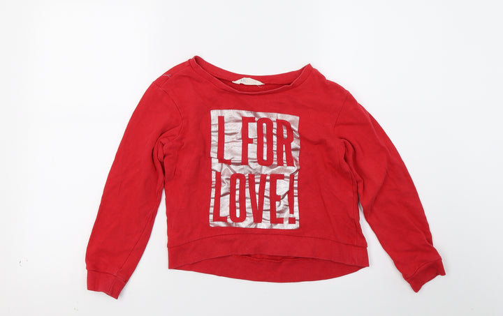 H&M Girls Red Pullover Sweatshirt Size 9-10 Years - love