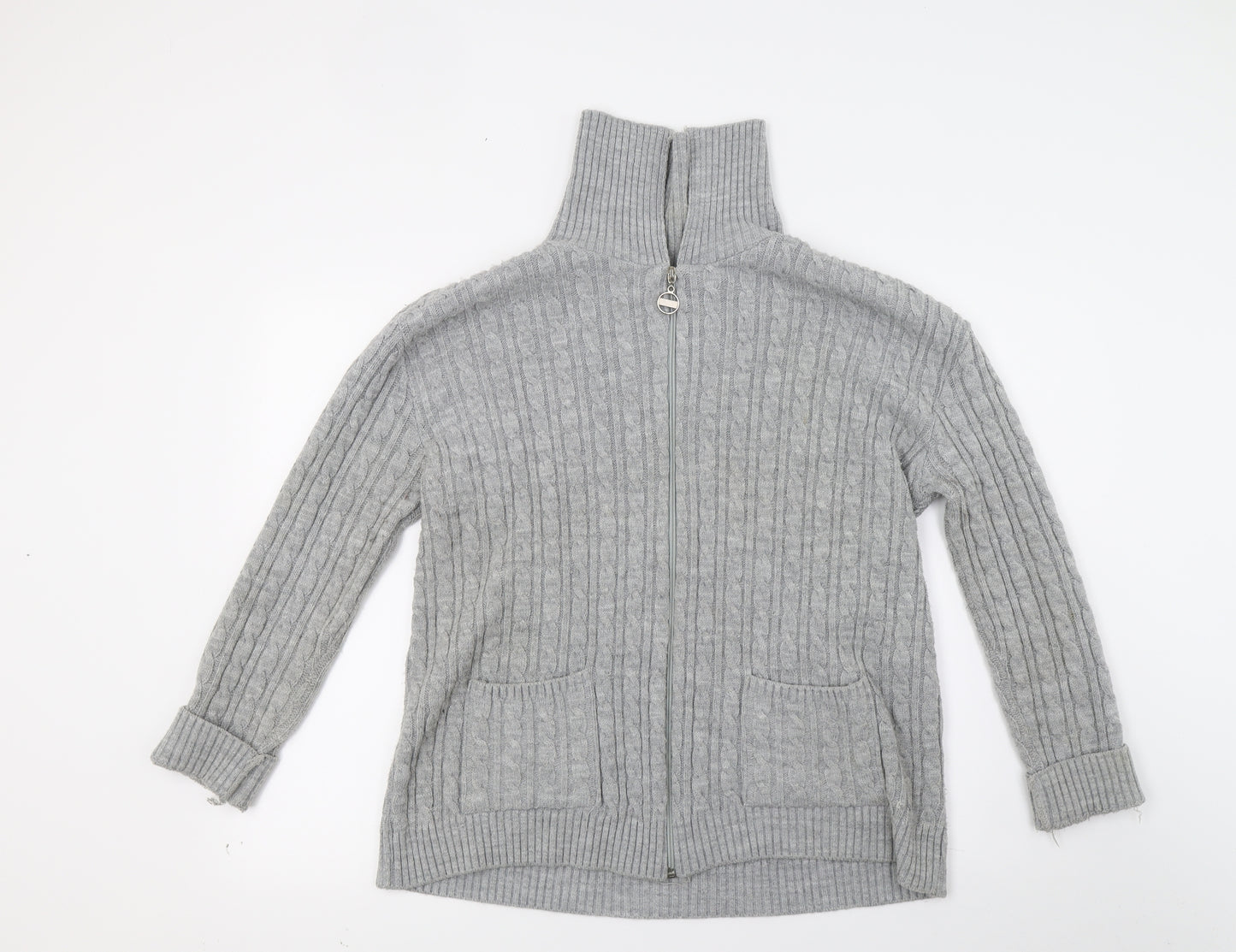 Choice Womens Grey  Knit Cardigan Jumper Size L