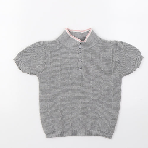 Primark Girls Grey  Knit Basic Polo Size 2-3 Years