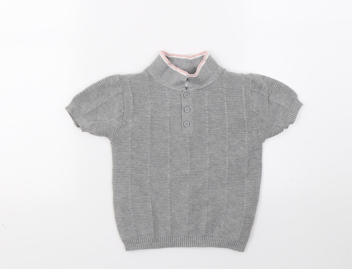 Primark Girls Grey  Knit Basic Polo Size 2-3 Years