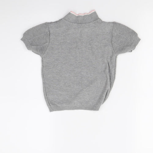 Primark Girls Grey  Knit Basic Polo Size 2-3 Years