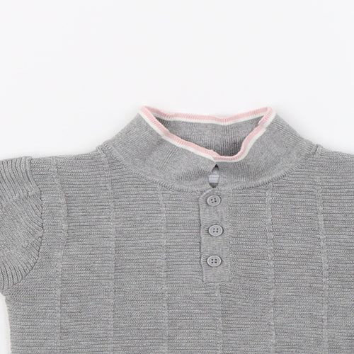 Primark Girls Grey  Knit Basic Polo Size 2-3 Years