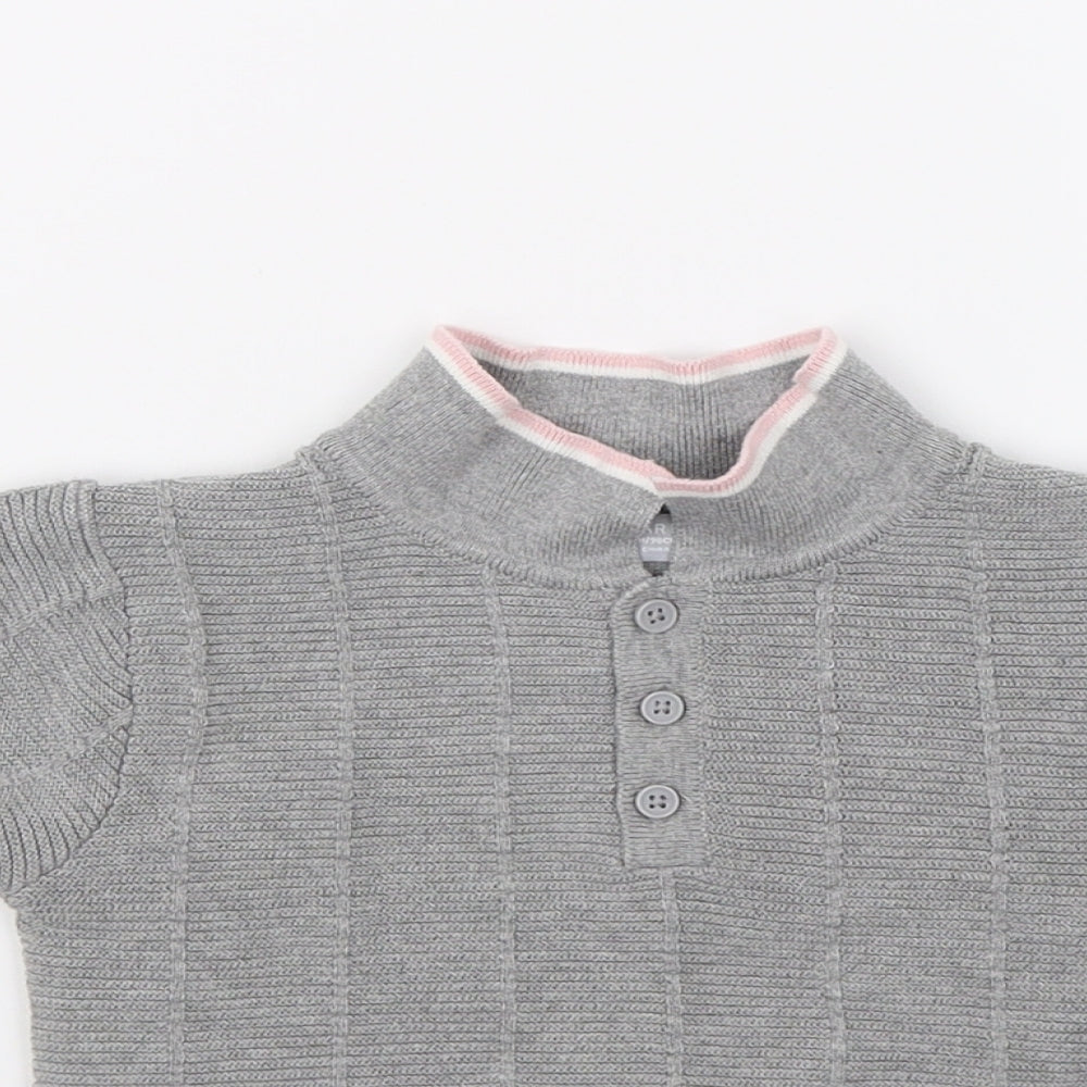 Primark Girls Grey  Knit Basic Polo Size 2-3 Years
