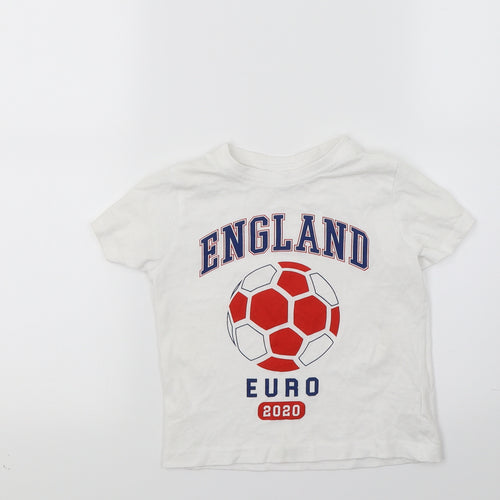 Primark Boys White  Jersey Basic T-Shirt Size 2-3 Years  - England Football