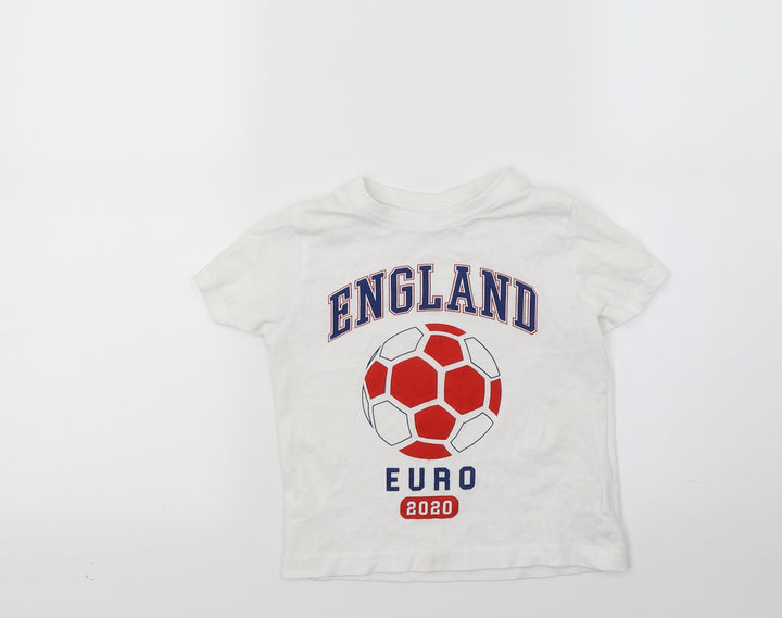 Primark Boys White Jersey Basic T-Shirt Size 2-3 Years - England Football