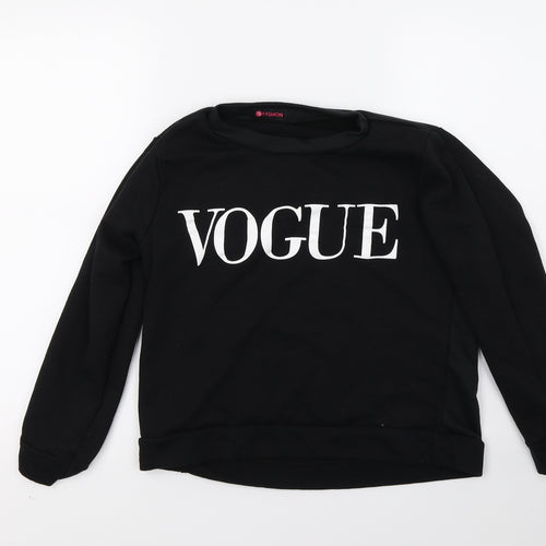 JS Fashion Womens Black   Pullover Sweatshirt Size M  - vogue