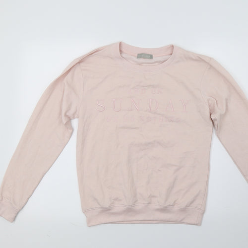 New Look Womens Pink   Pullover Sweatshirt Size 6  - On Sunday We Do nothing