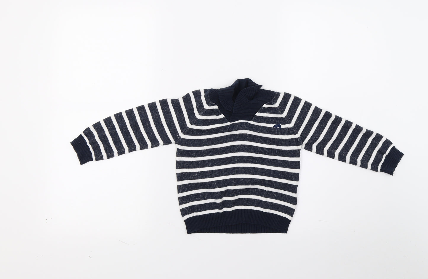 Primark Boys Blue Striped Knit Pullover Jumper Size 2-3 Years