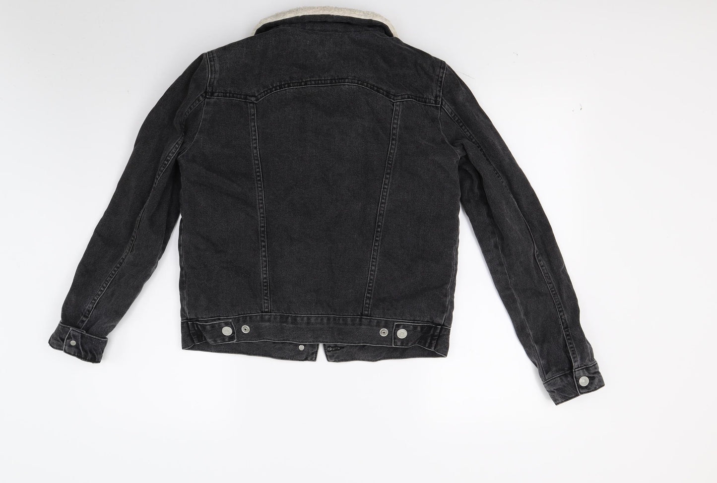 Topshop Womens Black  Denim Jacket Coat Size 6