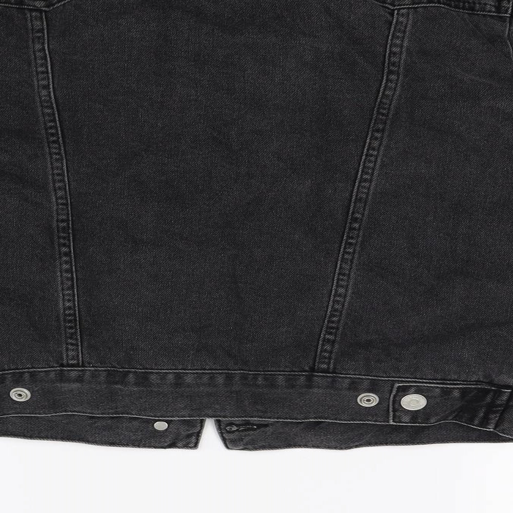 Topshop Womens Black  Denim Jacket Coat Size 6