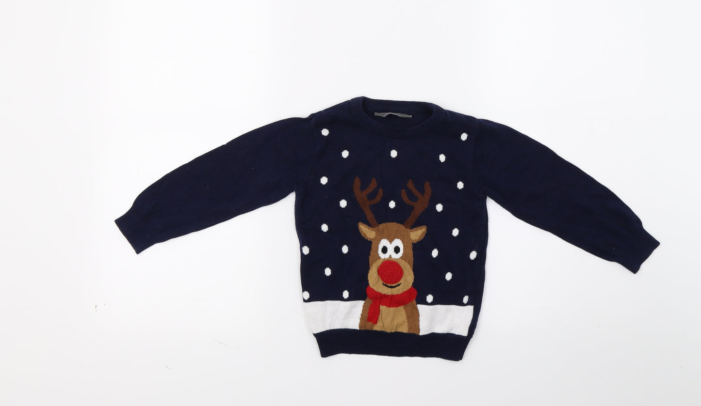 Primark Boys Blue  Knit Pullover Jumper Size 2-3 Years  - Christmas Jumper