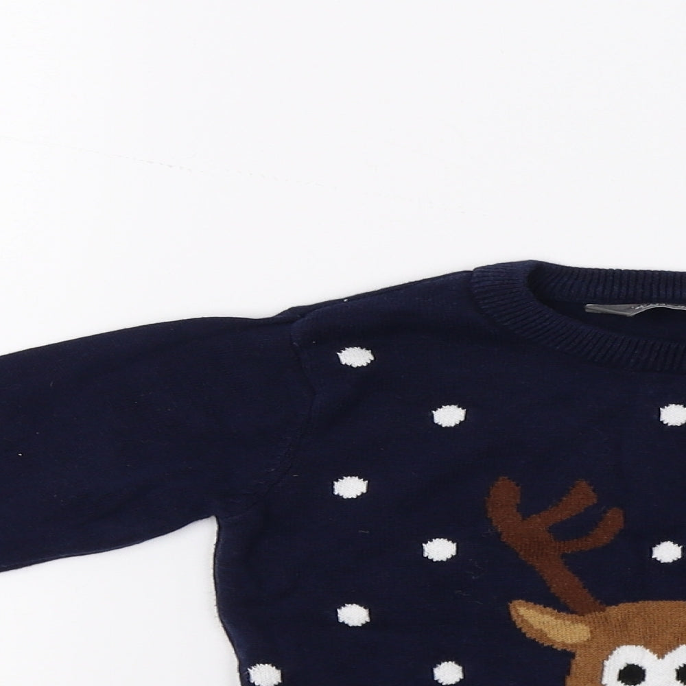 Primark Boys Blue  Knit Pullover Jumper Size 2-3 Years  - Christmas Jumper
