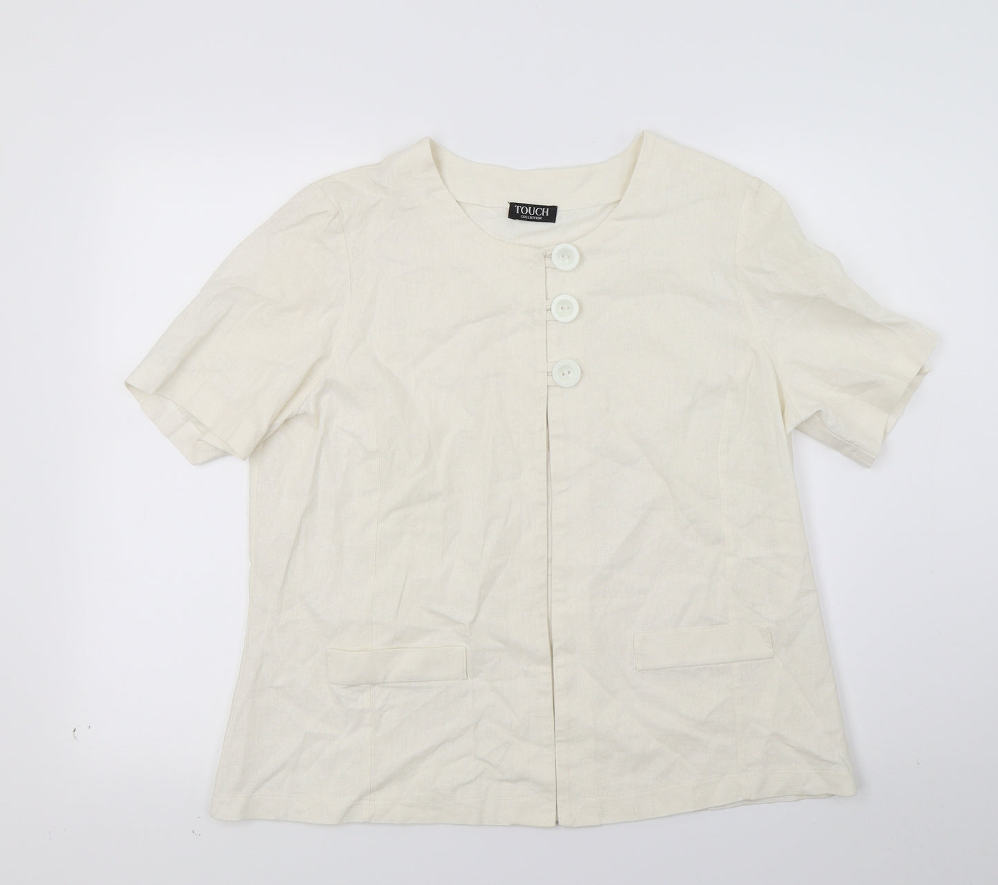 Touch Womens White   Basic Button-Up Size 14