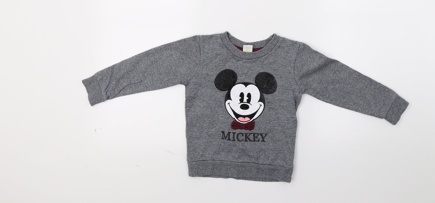 Primark Boys Grey   Pullover Sweatshirt Size 2-3 Years  - Mickey and Friends