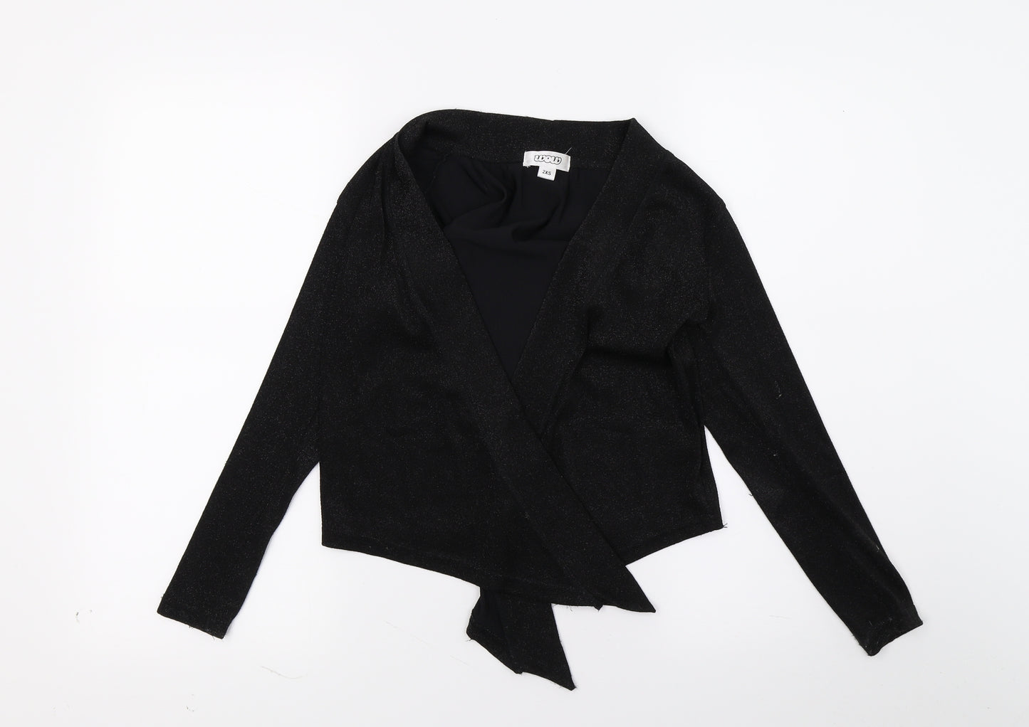 WOW Womens Black   Wrap Blouse Size 2XS