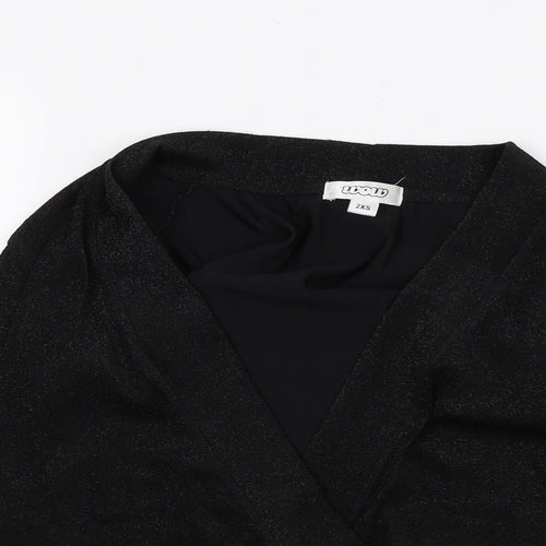 WOW Womens Black   Wrap Blouse Size 2XS